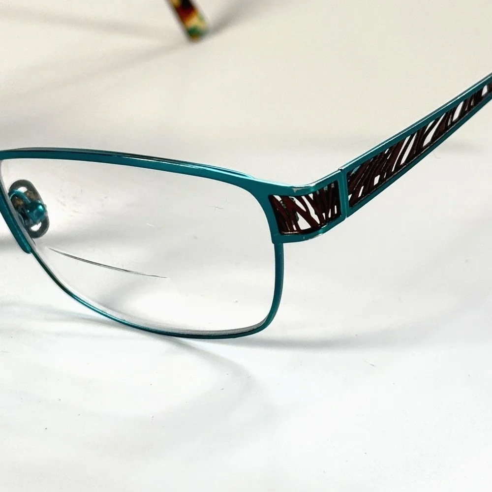 Karen Kane‎ Kokia Eyeglasses Frames Only 53-17-135 Teal Metal Womens Full Rim